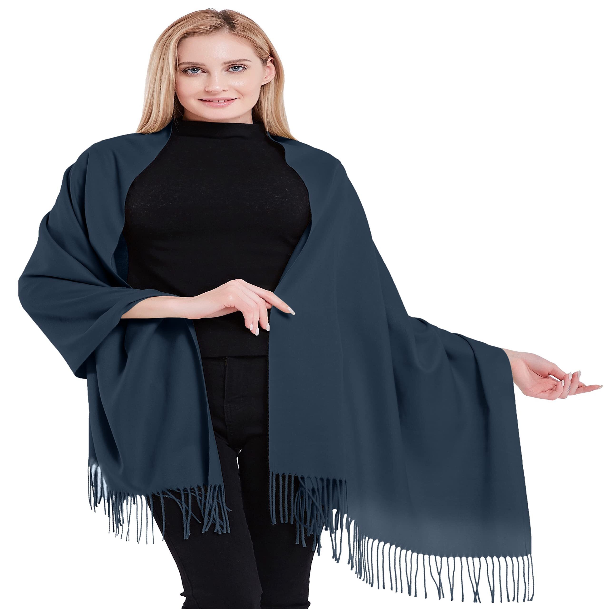 8786 Charcoal Black Dark Grey 100% Cashmere Shawl Pashmina Scarf Wrap Stole